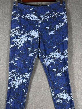 Nike Legend Dri-Fit Leggings Womens Sz Medium Abstract Blue White Camo Workout